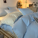 elvesmall  Bedding Set  Luxury Double-Sided Cool Feeling Ice Silk Washed Silk Nordic Style Duvet Cover Bed Sheet Summer Cool Quilt Set Gift