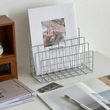 elvesmall Ins Minimalist Iron Desktop Storage Rack Organizer Table Metal Organizing Rack Bookshelf Desk Multi-functional Storage Rack