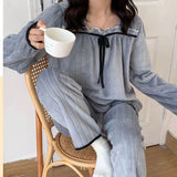 elvesmall Square Collar Women Pajamas Set Winter Sleepwear Fleece Velvet 2 Piece Pant Home Suit Fluffy Korean Solid Piiama Warm Night Wear