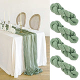elvesmall  4PCS Cotton Gauze Table Runner Wedding Doily Sage Rustic Tablecloth Cheesecloth Table Cover Festival  Party Sheer Home Decor