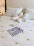 elvesmall Fluffy Spring Simple Cotton Four Piece Set, 100 Pure Cotton Thickened Duvet Cover, Bedding Supplies, Dormitory Three Piece Set,