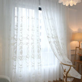 elvesmall  Embroidered White Tulle Sheer Curtains for Living Room Curtains for Bedroom Wedding Voile Flower Drapes Windows Backdrop Europe
