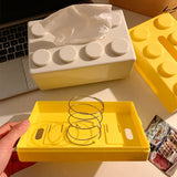 elvesmall Creative Building Blocks Tissue Box Desktop Living Room Bathroom Cute Decoration Wall-mounted Waterproof Face Towel Storage Box