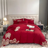 elvesmall  Luxury Bedding Set Royal 700TC Egyptian Cotton Flower Embroidery Duvet Cover Bed Sheets and Pillowcases Comforter Bedding Sets