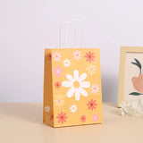 elvesmall 6Pcs Sweet Daisy Flower Paper Kraft Gift Packing Bags with Handle Candy Favor Bag Wedding Baby Shower Kids Birthday Party Decor