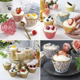 elvesmall 50 Pcs Laser Cut Hollow Cupcake Wrappers Baby Shower Muffin Cupcake Baking Cups Wedding Birthday Party Cake Decoration