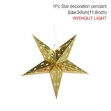 elvesmall 30-75cm Hollow Star Hanging Pendant Eid Mubarak Christmas Ramadan Decoration Islamic Muslim Party Decor Ramadan Kareem Gift