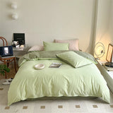 elvesmall  Simple Fresh Queen Bedding Set 100% Cotton Soft Comfortable Duvet Cover Set with Sheets Quilt Cover and Pillow Covers Bed Sets