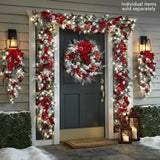 elvesmall Christmas Wreath Rattan Set Christmas Decoration 2025 Red Bow Wreath For Front Door Xmas Decor Flower Garland Outdoor Home Decor