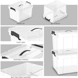 elvesmall 16Qt*4 Plastic Storage Bins, Lidded Tote Storage Box with Handle, 16.5"L x 11.8"W x 6.9"H, Stackable, Clear, 16Quart, 4 Pack