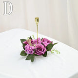 elvesmall 20CM Candlestick Garland Wreath Artificial Rose Candle Holder Flower Ring Home Party Wedding Table Decoration