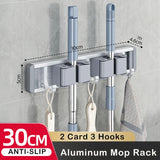 elvesmall Mop Broom Holder Hooks Bathroom Tools Storage Rack Duty Practical Clip Hook Organizers Space-saving Hanger Slots Mops Holder