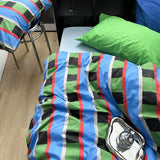 elvesmall Bed Linen Duvet Cover Stripe Boys Girls Twin Queen Size Duvet Cover Pillowcase Bedding Adult INS Style Home Textile Nordic Sling