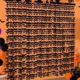 elvesmall 2/1Pcs Halloween Bats Wall Decor Curtains Black Spooky Bats Fringe Streamer Foil Curtain for Hallowen Backdrop Party Decoration