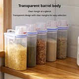 elvesmall 1Pc 2L Food Pail Plastic Storage Tank with Measuring Cup Container Moisture Proof Sealed Jar Supplies Accessories Storage Tank