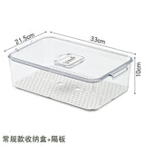 elvesmall Refrigerator Storage Box Food Vegetable Fruit Fresh Preservation Transparent PET Box Drain Kitchen Organizer Storage Containers