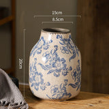elvesmall Blue and White Porcelain Vases Flower Arrangements Living Room Decorations Chinese Style Ceramic Home Decoration Retro Porcelain