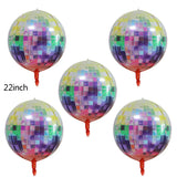 elvesmall 5pcs 4D Disco Balloons Laser for Wedding Happy Birthday Popular Party Decorations Rock and Roll Looks Round Cube Shaped Globos