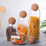 elvesmall Cork Stopper Glass Sealed Jar Coffee Beans Dried Fruit Storage Box Kitchen Food Multigrain Storage Jar Creative Cork Tea Jar