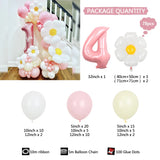 elvesmall 78Pcs Daisy Pink Latex Balloon Digital Set for 1-9-year-old Children's Birthday Shower Decoration Props