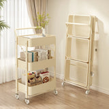 elvesmall Folding Storage Rack Trolley Kitchen Bathroom Bedroom Multi Storey Snacks Shelving Organizer Carts Mobile Trolley Storage Rack