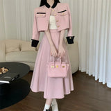 srczz New High Quality Small Fragrance Two Piece Set Women Short Jacket Coat + Long Skirt Suits Korean Elegant Fashion OL 2 Piece Sets