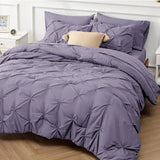elvesmall  Comforter Set Grayish Purple - Cal King Bed Set 7 Pieces,King Bedding Set with Comforters, Sheets, Pillowcases Shams