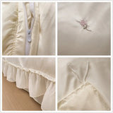elvesmall  Silky Bedding for Home Luxury Bedsheets Set with Pillow Case Lace Style Bedclothes постельное белье Skin-friendly Bed Linen Sets