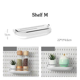 elvesmall DIY Pegboard Accessories Hanging Shelf Storage Hooks Wall Organizer No Punching Crafts Organization For Garage Kitchen Room