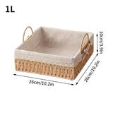 elvesmall Handwoven Storage Baskets Sundries Organizer with Lid Rectangular Cosmetics Box Clothes Laundry Basket Towel Toys Container