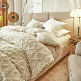elvesmall Warmth Duvet Cover Dual Use Blanket Artificial Cashmere Warm Winter Blanket Soft Cozy Fleece Quilt Cover Plush Blankets for Beds
