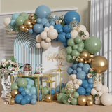 elvesmall 116Pcs Dusty Blue Sage Green Balloons Garland Arch Kit Gold Confetti Balloons for Birthday Wedding Baby Shower Party Decorations