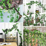elvesmall 2.1m Artificial Plant Vine Green Ivy Leaf Garland Silk Wall Hanging Vine Home Garden Decoration Wedding Party DIY Garland Leaves