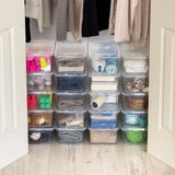elvesmall 5 Qt. (1.25 Gal.) Small Stackable Plastic Closet Storage Box, Clear, Set of 20 Stackable Design
