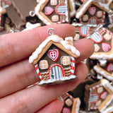elvesmall 10pcs Christmas Snow House Resin Charms Kawaii Cartoon Pendant For Earring DIY Jewelry Make