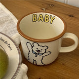 elvesmall  -  300ml Bear Dog Ceramic Cups Ceramic Funny Cartoon Animal Tea Milk Cup Girl Heart Cartoon Mug Couple Breakfast Water Cup Milk Cup