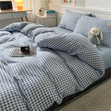 elvesmall Japan Style Stripe Queen Size Duvet Cover Set with Sheets High Quality Skin Friendly Bedding Set King Single Double Bedding Sets