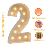 elvesmall 91.5cm LED Marquee Light Up Number Lights White Marquee Number Lights Sign for Wedding Decor Birthday Anniversary Party Supplies