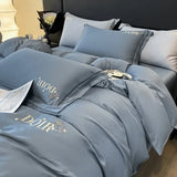 elvesmall  Embroidery 100% Lyocell Fiber Duvet Cover Set 220x240 High End Skin Friendly King Size Bedding Set Luxury Soft Pink Bedding Sets