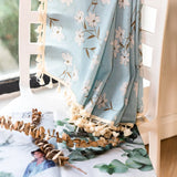 elvesmall Semi Blackout Curtains for Kitchen Living Room Bedroom Home Decoration Curtains American Style Blue Floral Print Cotton Linen