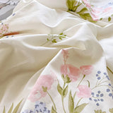 elvesmall Pink Spring Flowers Duvet Cover 100% Cotton Bedding Set Floral Quilt Cover with Zipper Closure 3pcs Wildflower Comforter Cover