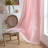 elvesmall Boho Curtains for Bedroom Living Room,Semi-Blackout French Country Linen Embroidery Vintage Chic Tassels Hollow Bohemian Curtain