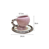 elvesmall  -  Fine Ceramic Coffee Cup Saucer Bow Mug English Afternoon Tea Tableware Ceramic Latte Coffee Cup Saucer Breakfast Mug Gifts 160ml