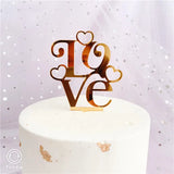 elvesmall  New Happy Valentine's Day Cake Topper Acrylic Gold Red Love Wedding Cupcake Topper for Lady Wedding Party Cake Decorations