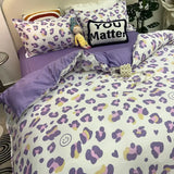elvesmall  Floral Bedding Set with Flat Sheet Quilt Duvet Cover Pillowcase Bed Linens Boy Girl Single Double Queen Size Home Textile