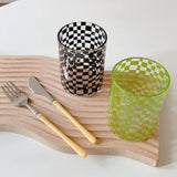 elvesmall  -  Nordic Fashion Matrix Plaid Glass Handmade Heat Resistant Glass Teacups Cups Coffee Mugs Drinkware Couple Gift