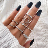 elvesmall Exaggerated Punk Rings Set Snake Heart Chain Butterfly Gold Color Metal Finger Ring for Women Fashion Jewelry Gift