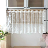 elvesmall  1PC White Lace Embroidery Sheer Short Curtain for Kitchen Cabinet Floral Drape Valance Home Decoration Blinds #E