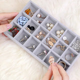 elvesmall Jewelry Storage Box Earring Ring Necklace Brooch Holder Velvet Jewelry Display Box Necklace Classification Organizer Drawer Tray