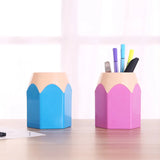 elvesmall Cute Pencil Head Shape Pen Holder Pencil Storage Box Student Desktop Office Household Multifunctional Makeup Brush Organizer Box